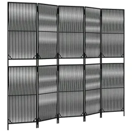 czarny-parawan-z-polirattanu-245-x-200-cm-5-paneli-przeplecione-linie