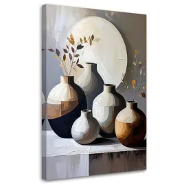 obraz-do-salonu-sypialni-kuchni-biura-martwa-natura-dzbany-liscie