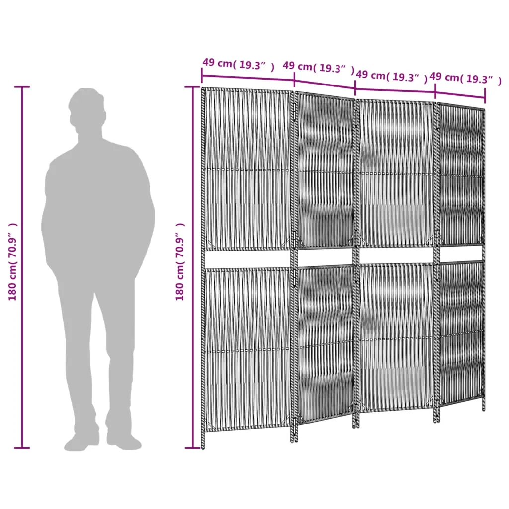 parawan-4-panelowy-czarny-polirattan-stan-nowy