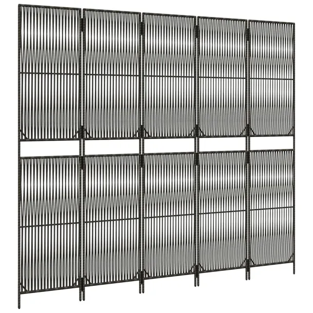 parawan-5-panelowy-szary-polirattan-producent-vidaxl