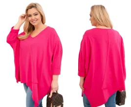 fuksja-bluzka-damska-bawelniana-plus-size-asymetryczna-z-dekoltem-v