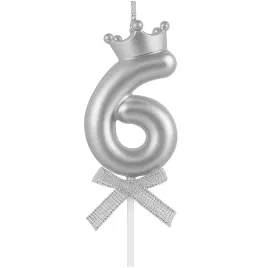 swieczka-z-korona-cyfra-6-srebrna-6-cm