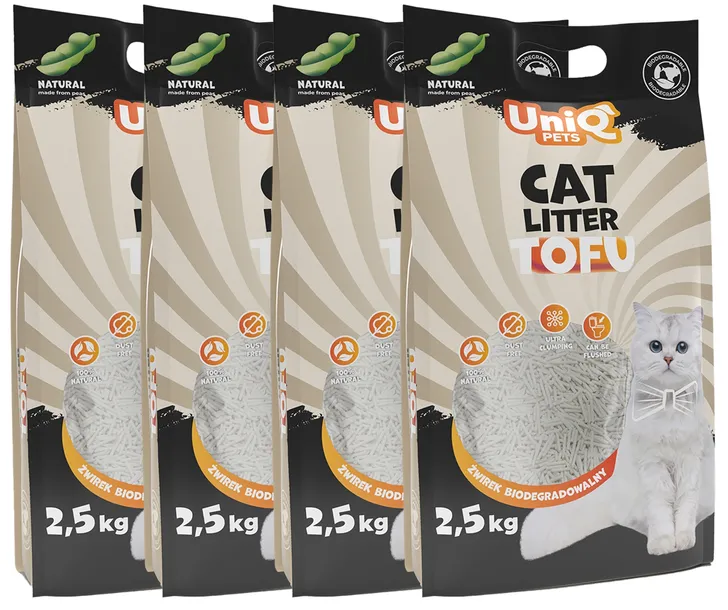 UNIQ PETS zwirek tofu naturalny ekologiczny biodegradowalny 4x2,5kg