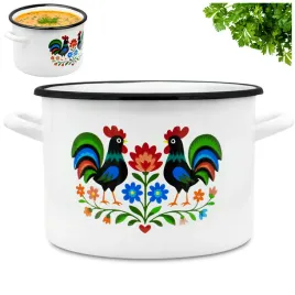 garnek-emaliowany-24l-z-uchwytami-stalowy-bialy-tradycyjny-folk-16cm