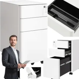 regal-szafka-biurowa-zamykana-na-dokumenty-biala-z-3-szufladami-na-kolkach