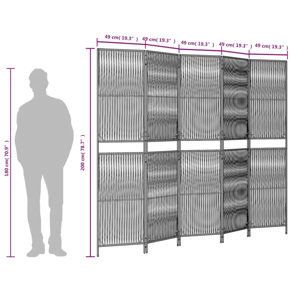 parawan-5-panelowy-szary-polirattan-stan-nowy