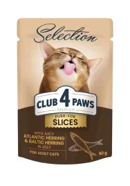 club-4-paws-premium-selection-mokra-karma-dla-kotow-sledz-i-szprotki-80-g