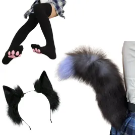 zestaw-uroczy-stroj-futrzany-ogon-uszy-zakolanowki-kot-lis-cosplay-anime-fu