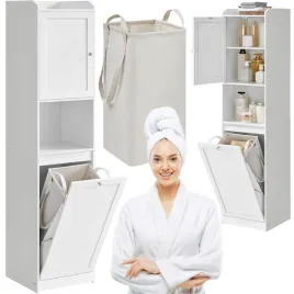 waski-regal-slupek-lazienkowy-bialy-2w1-szafka-z-koszem-na-pranie-polkami