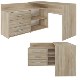 biurko-narozne-z-regalem-polkami-3-szuflady-120-cm-dab-sonoma