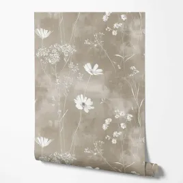 tapeta-na-sciane-malownicze-kwiaty-farba-biale-platki-listki-do-sypialni