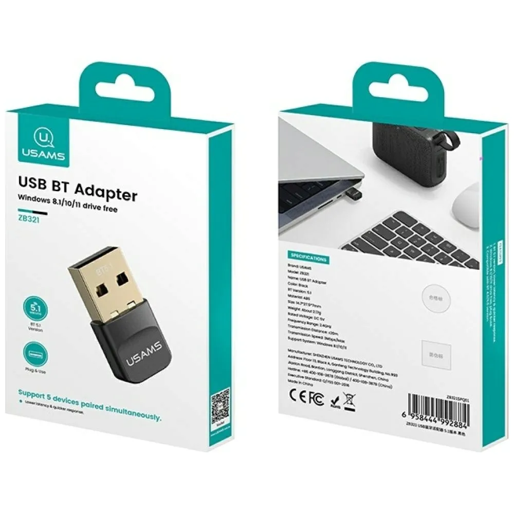 adapter-usb-bluetooth-usams-zb321-5-1-czarny-stan-nowy