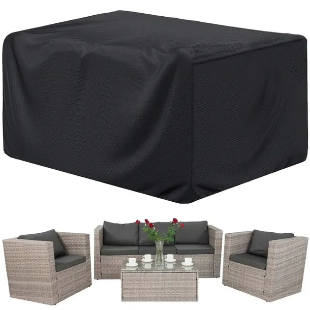 Pokrowiec na meble ogrodowe 250x205x75 cm wodoodporna plandeka czarna