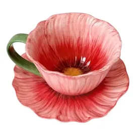 ceramiczna-filizanka-ze-spodkiem-podstawka-czerwony-kwiat-300ml