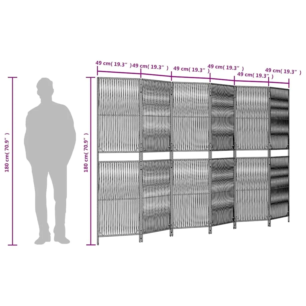 parawan-6-panelowy-czarny-polirattan-stan-nowy