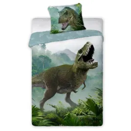 posciel-dino-t-rex-140x200-70x90-bawelniana-zielona-mlodziezowa