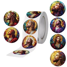 naklejki-mix-wzorow-i-kolorow-x500szt-jezus-z-witrazem-motyw-religijny