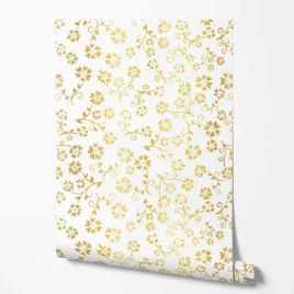 tapeta-na-sciane-zlote-liscie-kwiaty-biale-tlo-do-sypialni-przedpokoju