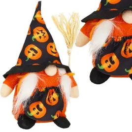 skrzat-20-cm-ozdoba-swiateczna-krasnal-na-halloween-gnom-pomaranczowo-czarn