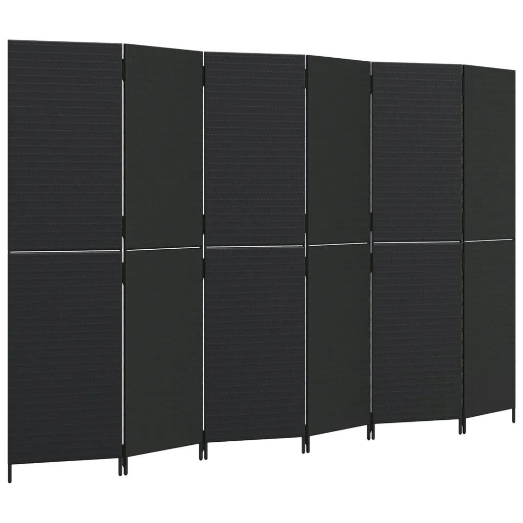 parawan-6-panelowy-czarny-polirattan-stan-nowy