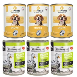 vetprime-indyk-i-wiejska-zagroda-kaczka-monoprotein-pies-adult-6x400g