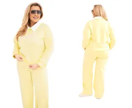 zolty-komplet-dresowy-damski-maselkowy-plus-size-z-kolnierzykiem-i-haftem