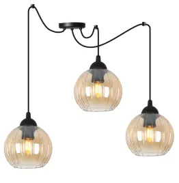 lampa-sufitowa-wiszaca-zyrandol-pajak-potrojna-miod-szklana-kula-do-salonu