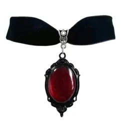 choker-materialowy-czarny-zamsz-z-kamieniem-czerwony