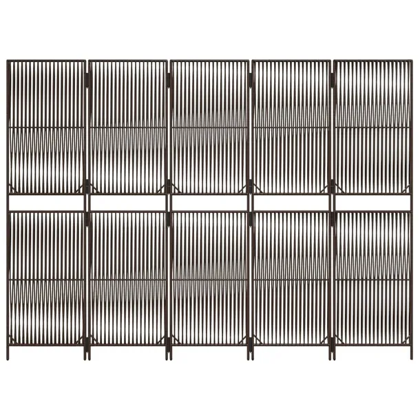 parawan-5-panelowy-brazowy-polirattan-marka-vidaxl