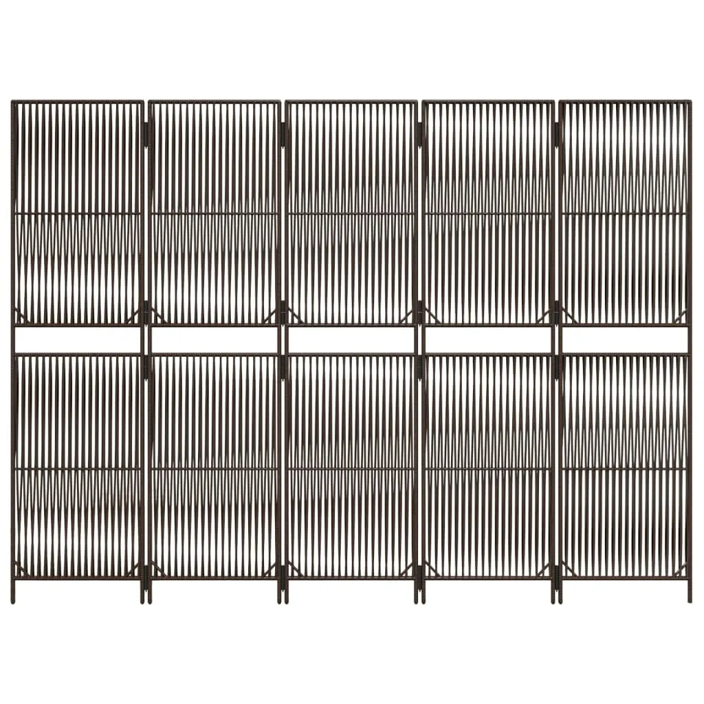 parawan-5-panelowy-brazowy-polirattan-stan-nowy