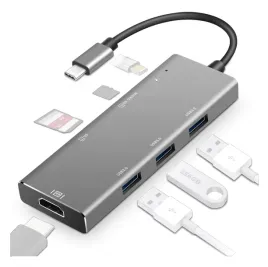 hub-adapter-usb-c-hdmi-4k-3x-usb-3-0-do-5gbps-micro-sd-pd-100w-aluminium