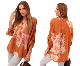 ruda-bluzka-damska-oversize-z-bawelny-z-kwiatowym-nadrukiem
