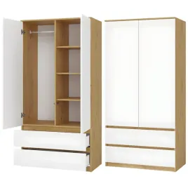 szafa-z-szufladami-90-cm-duza-garderoba-z-polkami-dab-artisan-bialy-front