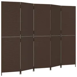 parawan-5-panelowy-brazowy-polirattan