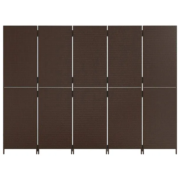parawan-5-panelowy-brazowy-polirattan-marka-vidaxl