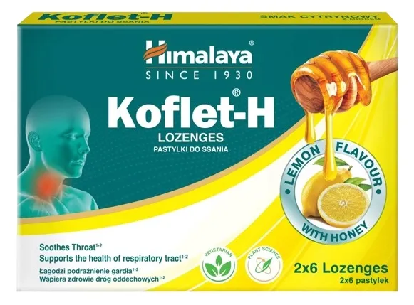 HIMALAYA Koflet-H, cytrynowy (12 tabl.)