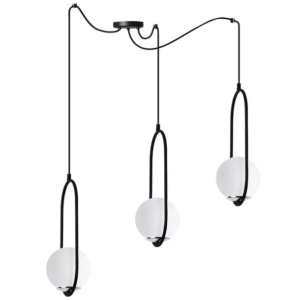 lampa-wiszaca-sufitowa-zyrandol-pajak-czarny-chrom-kule-glamour-ring-e14-stan-opakowania-oryginalne