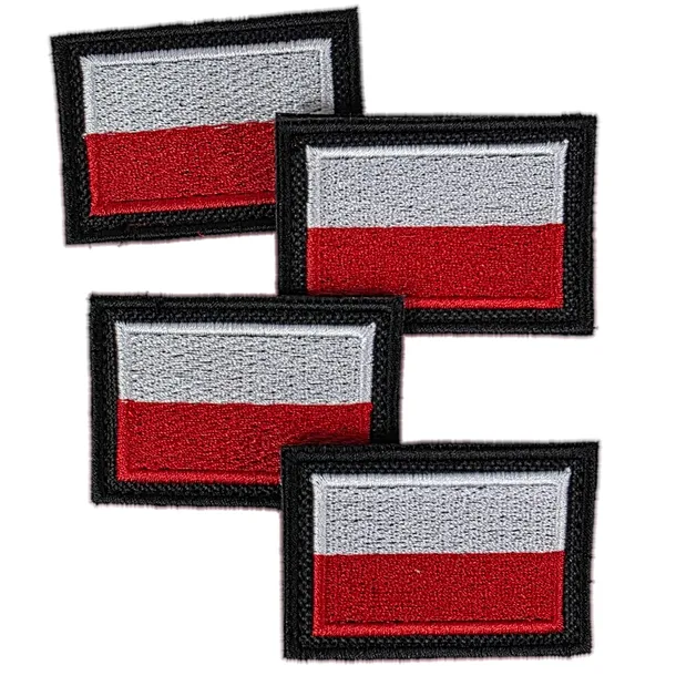Naszywka Flaga Polski 55x38mm z rzepem komplet flag na mundur wojsko 4szt