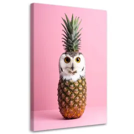 obraz-do-pokoju-dziecka-salonu-abstrakcja-sowa-ananas-na-rozowym-tle