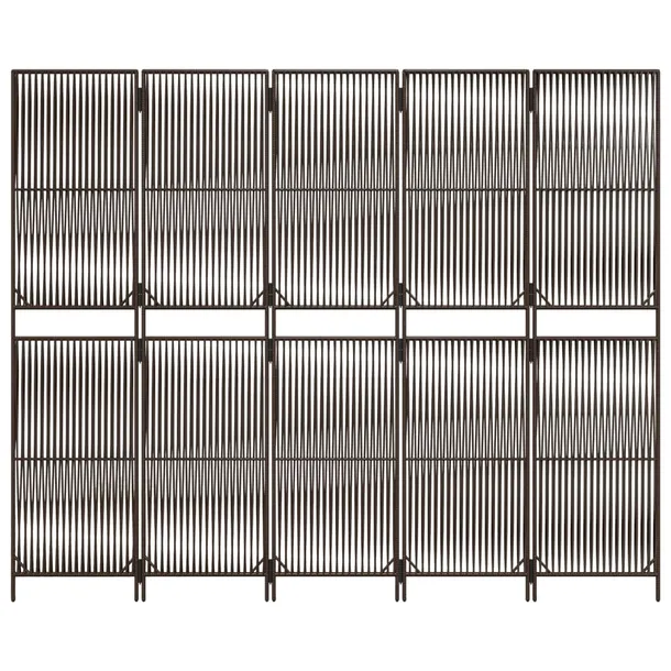 parawan-5-panelowy-brazowy-polirattan-marka-vidaxl