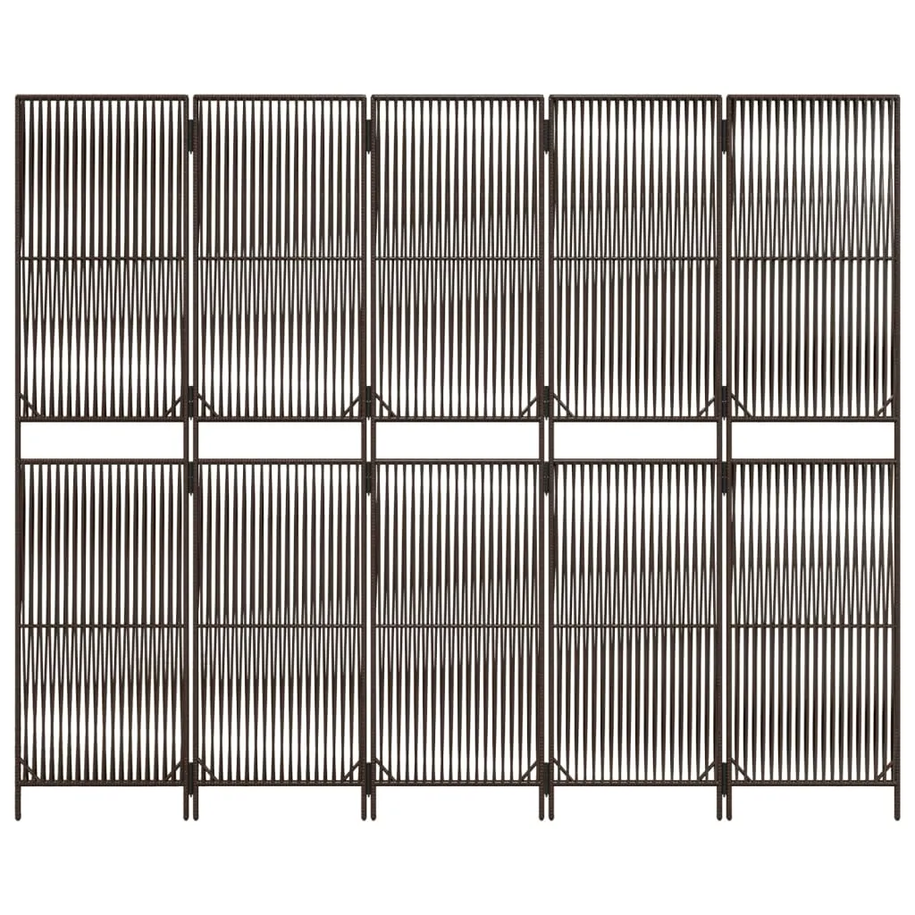 parawan-5-panelowy-brazowy-polirattan-stan-nowy