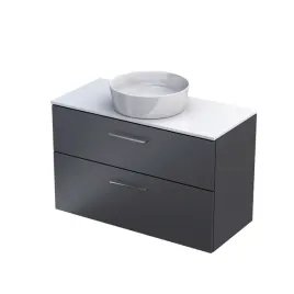 Zdjęcie produktu Zestaw Łazienkowy 100cm Szafka pod Umywalkę z Blatem Białym Grafit Mat GEO