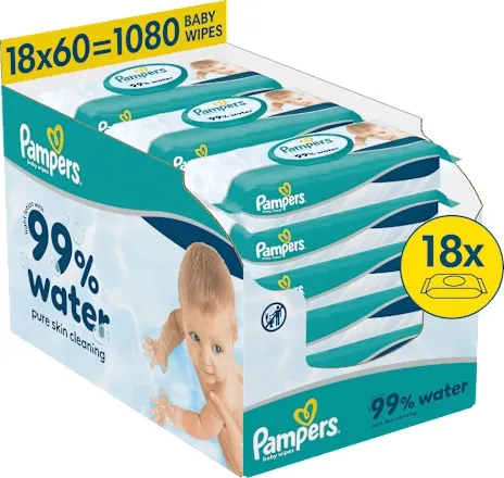 PAMPERS Chusteczki Aqua Water 99% wody dla dzieci 18x60szt