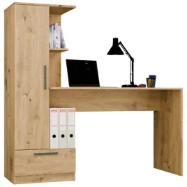 biurko-z-regalem-bocznym-szuflada-wysoki-regal-5-polek-dab-artisan