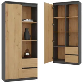 regal-do-salonu-biura-pokoju-7-polek-2-szuflady-antracyt-dab-artisan