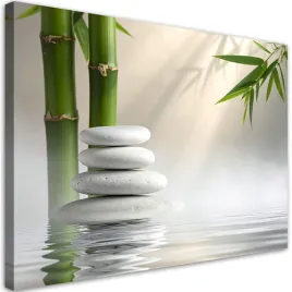 obraz-do-salonu-sypialni-kuchni-biura-biale-kamienie-biale-bambus-zen-spa