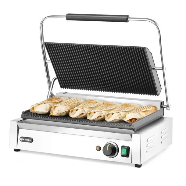 Grill kontaktowy Panini Kebab Tortilla XL HENDI 230V/2700W Ryflowany Żeliwo