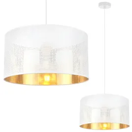 lampa-wiszaca-sufitowa-biala-zyrandol-zloty-srodek-abazur-azurowy-siatka