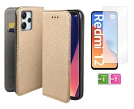 etui-z-klapka-do-xiaomi-redmi-12-4g-5g-case-obudowa-zloty-szklo-na-ekran