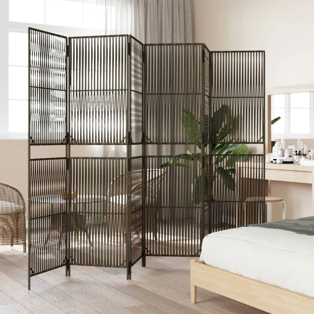parawan-6-panelowy-brazowy-polirattan-stan-nowy